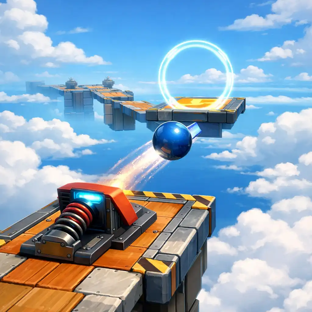 Ugrási vagy kilövőplatform-helyzet a Sky Ball: Rolling Adventure játékban